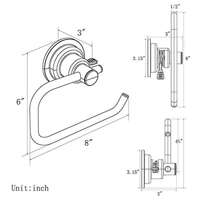 BOPai Modern Vacuum Suction Cup Toilet Paper Holder | Repositionable & Powerful Vacuum Suction