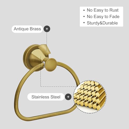 Brass Bathroom Hand Towel Holder, Antique Brass Towel Ring Holder, Wall Mounted Towel Rack Hanger Home Half Round Bathroom Hardware Accessory Modern - color: Brass