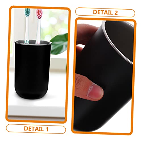 PRETYZOOM 2pcs Stainless Steel Bathroom Rinsing Cups Lightweight and Wear-Resistant Tooth Mugs Convenient Toothbrush Holders for Boy Girl Capacity Round Design White Black