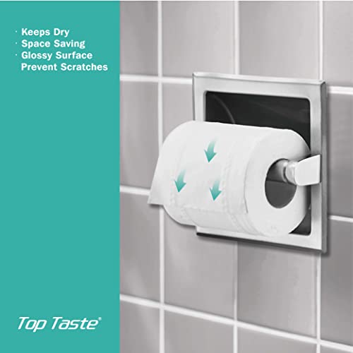 Top Taste Recessed Toilet Paper Holder Brushed Nickel,Toilet Paper Holder Wall Mount，Stainless Steel Recessed Tissue Paper Roll Holder, in Wall - Includes Rear Mounting Brack