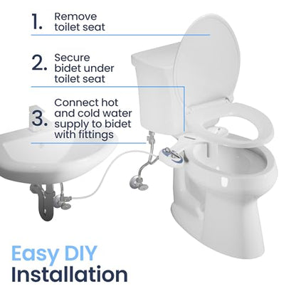 LUXE Bidet NEO 320 - Warm Water Bidet Attachment for Toilet Seat, Rose Gold | Non-Electric, Warm Water, Dual Nozzle, Self-Cleaning, Adjustable Water Pressure, Rear & Feminine Wash - color: Rose Gold