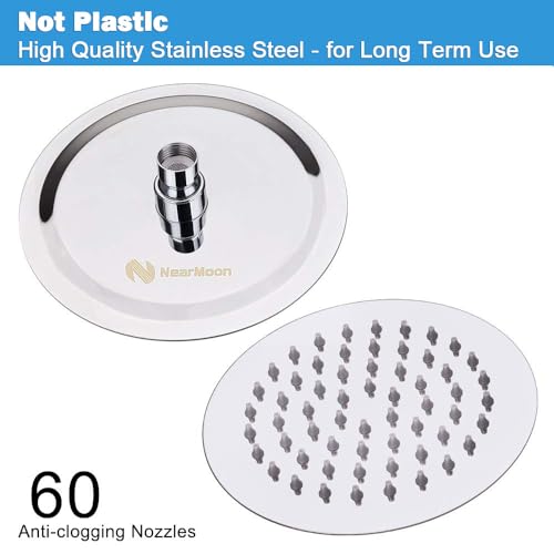 NearMoon Rain Shower Head, Ultra-Thin Design-Pressure Boosting, Awesome Some Experience, High Flow Stainless Steel Rainfall Head (6 Inch,Chrome Finish) - color: Chrome Finish, size: 6 Inch