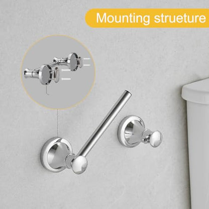 Bathroom Toilet Paper Holder Wall Mount Tissue Holder Polished Chrome | Rustproof Toilet Tissue Roll Holder, Flexible Double Post Pivoting Handle, Bathroom Accessories SUS304 Stainless Steel - color: Polished Chrome