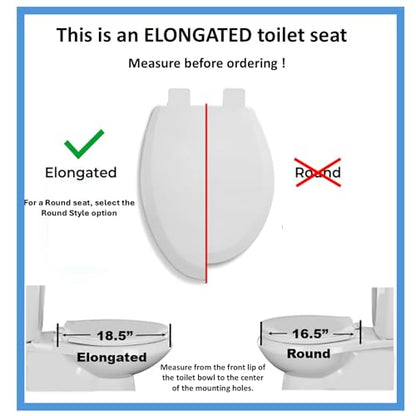 2Q1E6-01 Builder Grade Slow Close Plastic Toilet Seat with Vari Adjust Lok-Down R'N'C Hinge and Quik-Lok Mounting Hardware, Elongated, Bone - color: Bone, style: Elongated