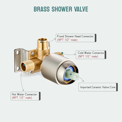 Magnetic Shower Faucet Set Dual 2 in 1 Shower System with Handheld Shower Spray 3-way Water Diverter Shower Trim Kit Rainfall Bathroom High Pressure 5 Setting without Tub Faucet Brushed Nickel - color: Brushed Nickel
