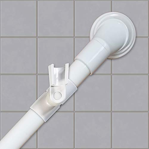 12 in MedGear Wall-Mount Bath Assisting Grab Bar, White & Includes Clip-On Shower Head Holder - color: White