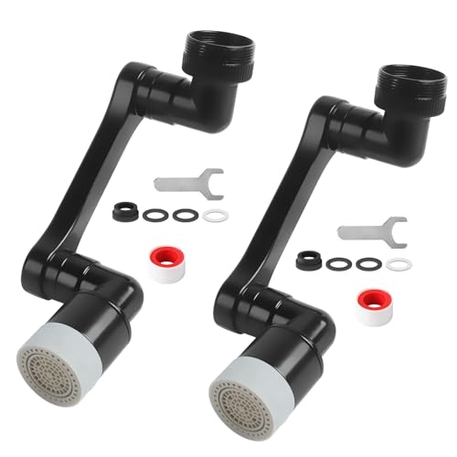 1440° Swivel Faucet Extender, Black, 2 PCS | 2 Sprayer Modes Rotating Sink Extension Multifunctional Robotic Arm, Splash Filter Extension Aerator for Kitchen Bathroom - color: Black - 2 Pack - 2nd Gear