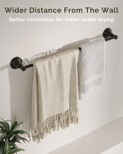 Towel Bar 24inch, Stainless Steel Bathroom Towel Rack Wall Mounted, Heavy Duty Towel Rod, Towel Holders for Bathroom, Kitchen (Matte Black) - color: Matte Black