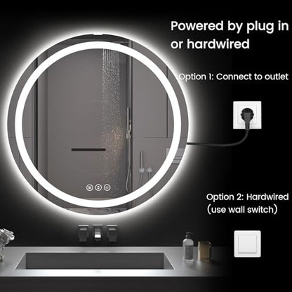 42" x 42" LED Bathroom Mirror with Lights, Backlit & Front Lighted, Wall-Mounted Vanity Mirror 3000K/4000K/6000K, Memory Functions, Anti-Fog, Dimmable Smart Mirror - size: 42"L x 42"W