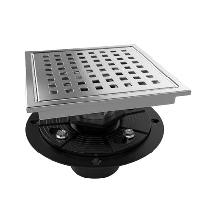 6 Inch Square Shower Floor Drain with Flange,Quadrato Pattern Grate Removable,Food-Grade SUS 304 Stainless Steel,Watermark&CUPC Certified,Brushed - color: Brushed, size: 6 Inch