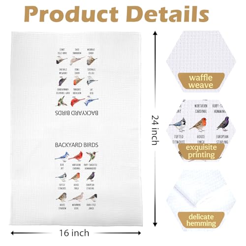 Birds Gifts Kitchen Towels - Birdwatching Graphic Decorative Waffle Dish Towels, Birds Gifts Hand Towel, Bird Gift Tea Towel, 16x24 Inch - color: Birdwatching-06