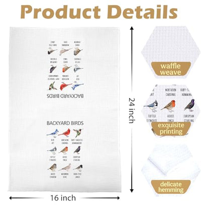 Birds Gifts Kitchen Towels - Birdwatching Graphic Decorative Waffle Dish Towels, Birds Gifts Hand Towel, Bird Gift Tea Towel, 16x24 Inch - color: Birdwatching-06