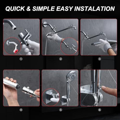 Rain Shower Head Combo-14''Rainfall ShowerHead,8 Modes Handheld with ON/OFF Pause Switch, Double High Pressure Shower heads with Hose,Adjustable and detachable for Couple and Kids - style: Contemporary