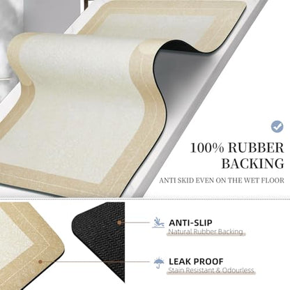 Diatomaceous Earth Bath Mat Non Slip Absorbent Quick Dry, Beige 15.7"x23.6" - color: Beige, size: 15.7"x23.6"