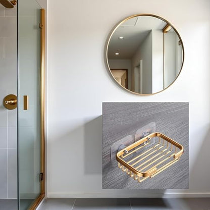 1Pcs Gold Soap Holder for Shower Wall, Stainless Steel Adhesive Soap Dish, Bathroom Storage Rack, Drill Free Soap Holder Storage Rack Soap Dishes, Bathroom Accessories