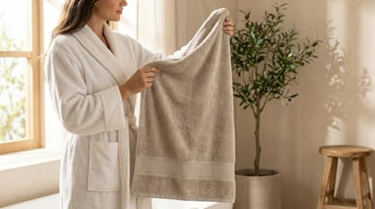 Bamboo Viscose Bath Towel Set Terry - Pack of 6 - Taupe - 30 x 60 in – 60% Viscose Derived from Bamboo 40% Cotton – 730 GSM Plush & Soft Feel - Oeko-TEX Certified - Spa-Luxe Drying Comfort - color: Taupe
