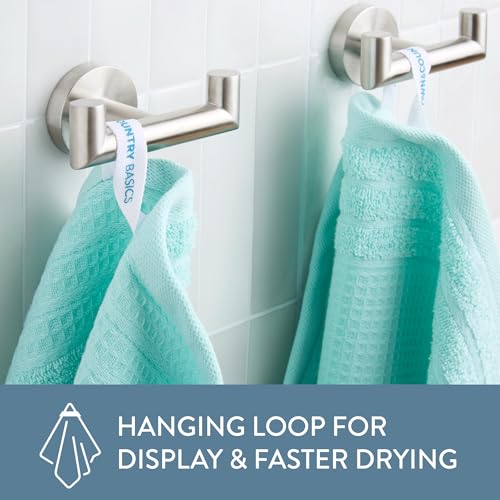 Town & Country Basics Waffle Cotton Washcloth Set, 4-Pack 13x13, Mint Blue - color: Mint Blue