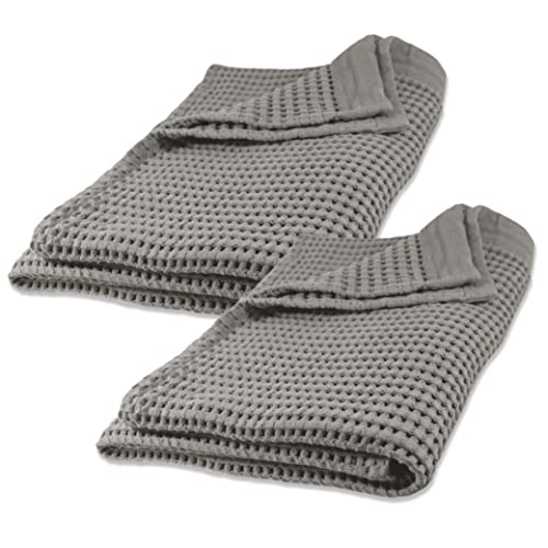 GILDEN TREE Waffle Bath Sheet Quick Dry Towel, Thin Luxury Bath Towels, 40x80 Large Bath Towels 2 Pack Bath Sheets, Modern Style (Pewter) - color: Pewter, size: Bath Sheet (40" x 80") 2 Pack