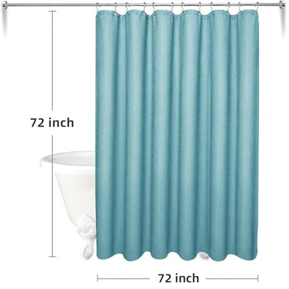 LaCyan 3 in 1 Waterproof Waffle Weave Shower Curtain and Clear Liner Set with 12 Stainless Steel Hooks Double Sided for Bathroom 72 Inches Heavy Duty Polyester Fabric Shower Curtains 72x72 - color: Teal, size: 72"W x 72"L (Pack of 3)