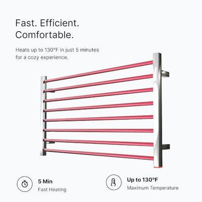 Heated Towel Rack, Towel Warmer with Timer, Wall Mounted hot Towel Warmer Rack for Bathroom, Hardwired or Plug-in Models Wide Towel Heater