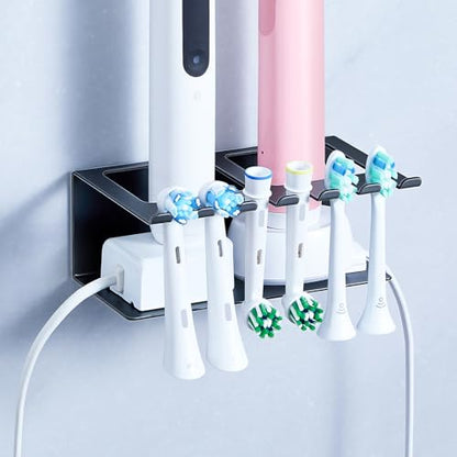 Electric Toothbrush Head Holders, Electric Toothbrush Holders Wall Mounted, Shower Electric Head Holder, Toothbrush and Toothpaste Holder, Tooth Brushing Holder for Bathroom (Black, Small) - color: Black, size: Small