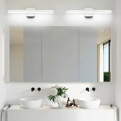 SineRise 24-Inch LED Modern Bathroom Vanity Light Bar, Chrome Modern Acrylic Bathroom Wall Lighting Fixtures Over Mirror (Cool White 6000K) - color: Chrome-Cool White, size: 24-Inch