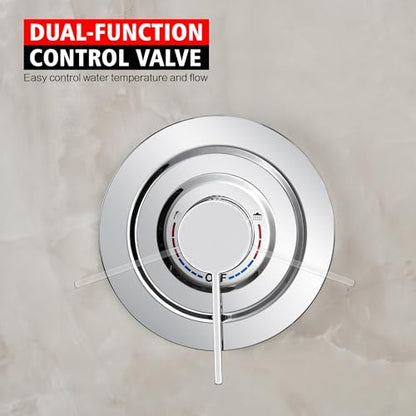 SUMERAIN Bathroom Shower Faucet System with Slide Bar, Chrome Finish | Modern, High Pressure Rainfall Shower Head, 3-Setting Handheld Shower, 2-in-1 Easy Control Shower Valve Included - color: Chrome