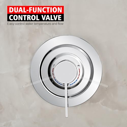 SUMERAIN Bathroom Shower Faucet System with Slide Bar, Chrome Finish | Modern, High Pressure Rainfall Shower Head, 3-Setting Handheld Shower, 2-in-1 Easy Control Shower Valve Included - color: Chrome