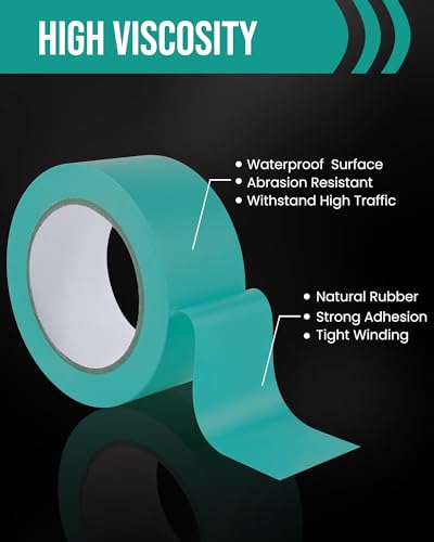 Lichamp 6 Rolls Vinyl Tape, Premium Safety Marking and Traffic Floor Marking Tape, Bundling, Social Distancing, 4 Inch x 36 Yards per Roll, 216 Total Yards, Green - color: Green