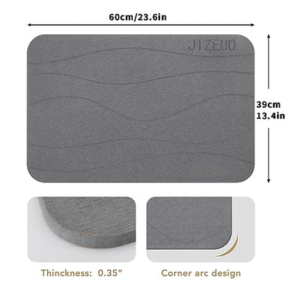 Stone Bath Mat, Diatomaceous Earth Shower Mat, Non-Slip Super Absorbent Quick Drying Bathroom Floor Mat，2 Pack, Grey - color: Gery