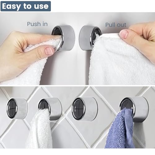 3-Piece Adhesive Towel Hook Set - Chrome Finish Silicone Claw Towel Holder for Kitchen, Bathroom, Outdoor Use - color: Gray