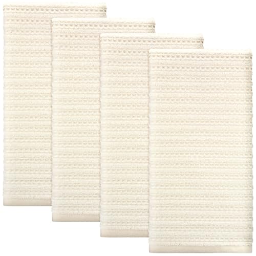4 Pack Cream Hand Towels Waffle 100% Cotton 13x29 Inch | Soft Absorbent Bathroom Kitchen Use, Waffle Texture Quick Dry, Durable Cotton Washcloths Ideal for Guests Daily Needs - color: Cream