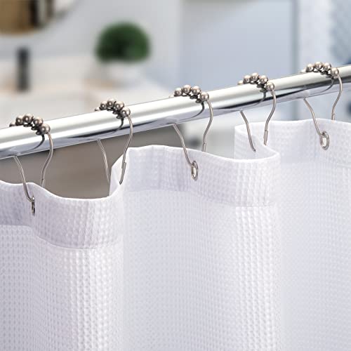 Titanker Shower Curtain Hooks Rings, Rust-Resistant Metal Shower Curtain Hooks for Bathroom Shower Rods Shower Hooks Shower Rings for Curtain - Set of 12, Matte Nickel - color: Matte Nickel