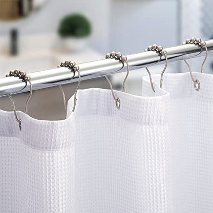 Titanker Shower Curtain Hooks Rings, Rust-Resistant Metal Shower Curtain Hooks for Bathroom Shower Rods Shower Hooks Shower Rings for Curtain - Set of 12, Matte Nickel - color: Matte Nickel