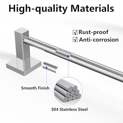 Towel Bar, Towel Racks for Bathroom Wall Mounted, Chrome | Adjustable 12.7 to 23.2 Inch Single Towel Rod, 304 Stainless Steel Towel Holder, Rustproof, Square Base, Heavy Duty, Modern - color: Chrome, size: Wall-Mounted