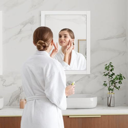 14'' * 18'' Recessed Medicine Cabinet with Mirror, 2-Tier Bathroom Wall Niche Wood Insert for Drywall, in Wall Shelf Medicine Cabinets Replacement, for Living Room, Bathroom Storage, White