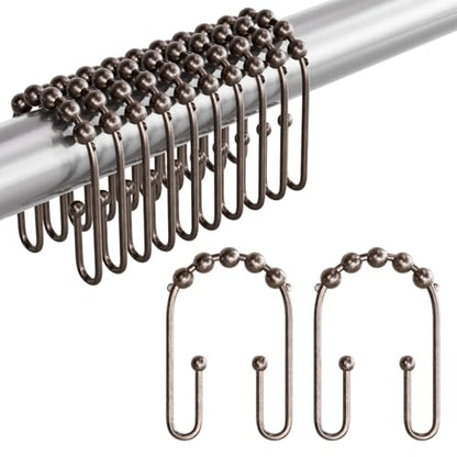AmazerBath Shower Curtain Hooks Bronze Shower Curtain Rings Rust Proof, Non-Slip Shower Curtain Double Hooks, Smooth Metal Shower Hooks for Shower Curtain Liner Bathroom, 12Pcs Shower Rod Hooks - color: Bronze, style: Modern