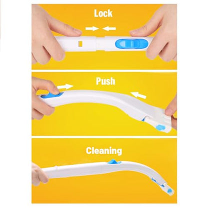 Disposable Toilet Bowl Brush Holder System with Flushable Refill Pads | Flushable, Disposable, Easy to Use, With 1 Toilet Brush+1 Holder+1 Cleaning Glove+12 Refills - color: Complete - 12 Refills (Brush & Holder)