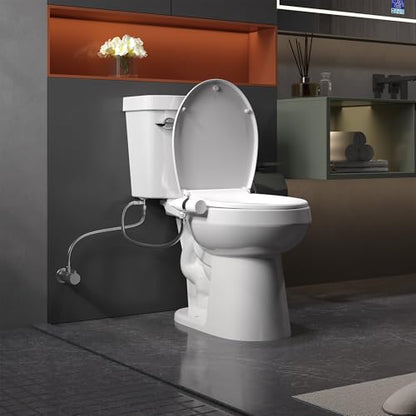 Smart Bidet Seat Non-Electric, Ultra-Thin Dual Nozzle, Hot and Cold Water Front Rear Wash with Adjustable Pressure, Easy Installation - color: Black, style: Knob