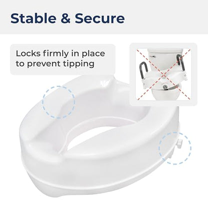 Drive Medical Raised Toilet Seat with Lock, Standard Seat, 4 Inch | Raised Toilet Seat with Lock Adds 4 Inches of Height and Stability to Any Standard Toilet Bowl at Home - size: 4 Inch (Pack of 1)