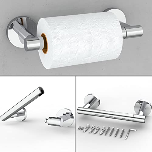 RARXTR Polished Finish Toilet Paper Holder & Towel Ring SUS304 Stainless Steel 2pc Bathroom Hardware Set with Double Post Pivoting Toilet Paper Roll Holder Wall Mount & Bathroom Towel Holder Set - color: Polished, size: 2-Piece