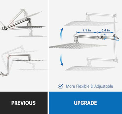 G-Promise All Metal 12 Inches Rainfall Shower Head with Handheld Combo | All Metal, Built to Last, Easy Install, Adjustable Height & Angle for All Heights, Extra Long Hose, Modern Upgrade - color: Brushed Nickel, size: 12 Inches