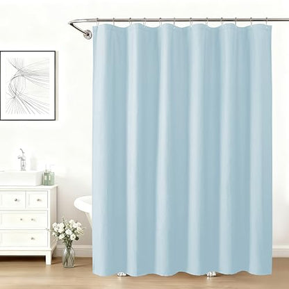 Aiyufeng Ice Blue Shower Curtains for Bathroom，Dot Like Embossed Textured Waterproof Soft Polyester Cloth Shower Curtain，Hotel Spa Machine Washable，72Wx72L - color: Ice Blue, size: 72"W x 72"L (Pack of 1)