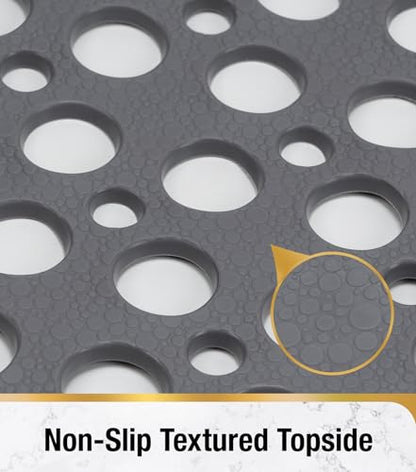 HITSLAM Bathtub Mat Non Slip, Soft TPE Bath Mat for Tub, Efficient Drainage Bathroom Shower Mat with Suction Cups, Bath Tub Mat, Easy to Clean, 28 x 15 Inch, Grey - color: Grey, size: 28" x 15" (Rectangular)