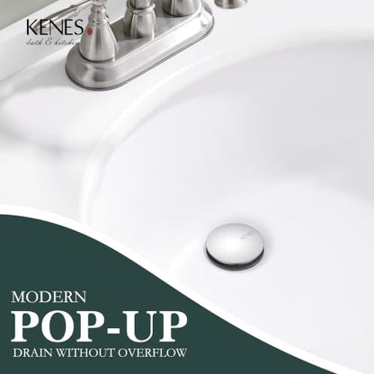 Chrome Pop Up Bathroom Sink Drain Assembly Without Overflow | Bathroom Vanity Sink Drain Assembly, Built-in Anti-Clogging Strainer, Plastic Pop Up Drain for Bathroom Vanity Vessel Sink - color: Chrome, size: Big Pop up Cap (Without Overflow)