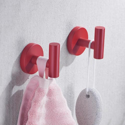 Towel Hooks for Bathrooms,Red Wall Mount Hooks SUS 304 Stainless Steel Coat Hook Robe Hook Towel Hook 2 Count for Kitchen,Bedroom (Drilling),96006-8RED - color: Red