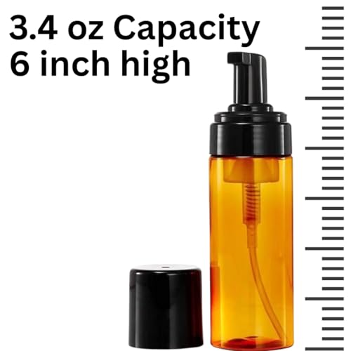 4 Pack of 5 ounce Foaming Pump Bottles – Refillable Amber Plastic Dispenser for Liquid Soap, Face Cleanser, Shampoo, DIY Skincare & Travel – Leakproof & BPA Free