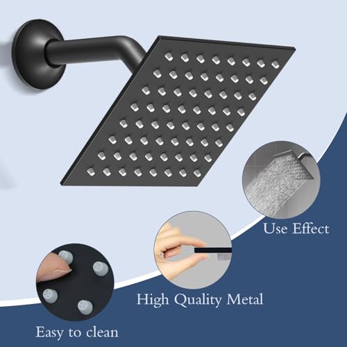 6 Inch Digital Display Shower Head System 6 Inch Head with Valve Shower System with Valve Bathroom Bath System (Matte Black) - color: Matte Black, style: 6 "shower head