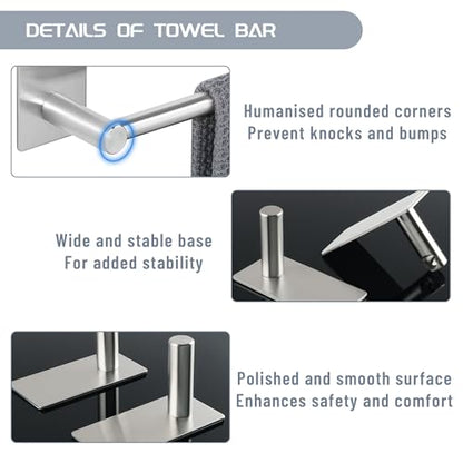 Alise Adhesive Towel Bar, 12 Inch Towel Racks for Bathroom SUS 304 Stainless Steel,Bathroom Towel Holder No Drill, Strong Self Adhesive Towel Bar, Brushed Nickel - color: Brushed Nickel, size: 12 Inch