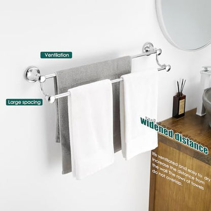Hoimpro Double Towel Bar Towel Rack for Bathroom Wall Mounted Chrome | Adjustable 16-26 In,Wall Mounted Towel Holder, Stainless Steel, Rustproof, Towel Bar Rod Hanger Hardware Accessories Hotel - color: Chrome